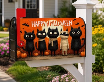 Halloween schwarze Katze Kürbis Mailbox Cover, Herbst Porch Decor Wrap