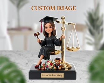 Custom Law Graduate acrylblok, gepersonaliseerde advocaat beeldje cadeau, juridische carrière aandenken voor advocaat afstuderen bureau decor