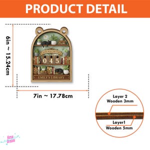 May include: Wooden bookshelf-shaped wall decor, 6 inches tall and 7 inches wide. Features a miniature library scene with books, plants, and sleeping cats. Includes the text "BOOKS READ THIS YEAR" and "EMILY'S LIBRARY".