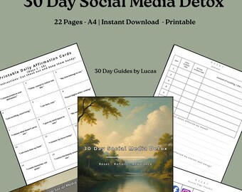 30 Day Social Media Detox Guide | Digital Download | Printable Challenge, Daily Prompts & Self-Care Planner