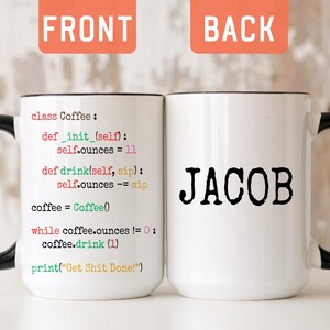 Software Developer Mug, Personalized  Computer Programmer Gift, Mug For Programmer, Python Mug, Gift For Code Writers, Engineer Gift (A527T)