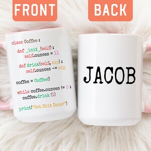 Software Developer Mug, Personalized Computer Programmer Gift, Mug For Programmer, Python Mug, Gift For Code Writers, Engineer Gift (A527T) Bild 2