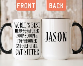 Funny Cat Sitter Appreciation Gift, Custom Name Best Cat Sitter Mug, Thank You Gift For Cat Sitter Mug, Cat Sitter Christmas Gift (A518T)