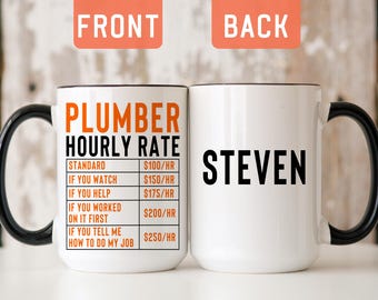 Funny Plumber Coffee Mug, Personalized New Plumber Gift, Plumber Birthday Gift, Mug For Plumbing Friend, Plumber Dad Definition Gift(A5151T)
