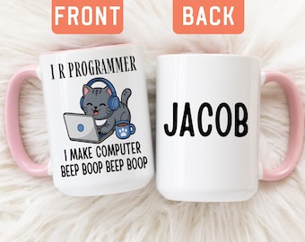 I R Programmer Coffee Mug, Custom Programmer Gift From wife, Programming Student Gift, I R Programmer Grad Mug, Programming lover Mug(A540T)