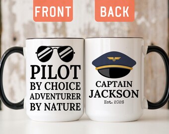 Adventure Pilot Coffee Mug, Personalized Adventure Captain Mug, Pilot Gift For Adventure Dad, Adventure Captain Birthday Coffee Cup (A510T)