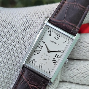Vintage Seiko Quartz Tank Sub Second herenstaal gerenoveerd Japans polshorloge zilveren wijzerplaat
