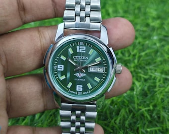 Citizen Automatic Men's Steel Transparent back Day Date Japanese Wrist Watch