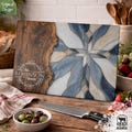 Personalized Christian Glass Cutting Board Monogram Family Name Gift Blue Floral Faux Resin Wood Farmhouse Kitchen Decor Housewarming Faith