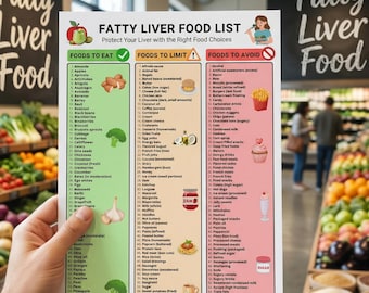 Fatty Liver Food List Printable | Liver Friendly Diet Plan | Fatty Liver Foods Guide, Chart PDF  | Fatty Liver Grocery List  | Shopping List