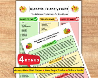 Diabetic Food List Printable, Diabetic Fruits List, Diabetes Food Chart Bundle,Low GI Grocery Guide, Diabetes Food Guide Bundle,Low GI Foods