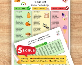 Lista imprimible de comidas rápidas de Daniel, comidas rápidas de Daniel, ideas de comidas rápidas de Daniel, tabla de comidas rápidas de Daniel, plan de dieta de comidas rápidas de Daniel, PDF