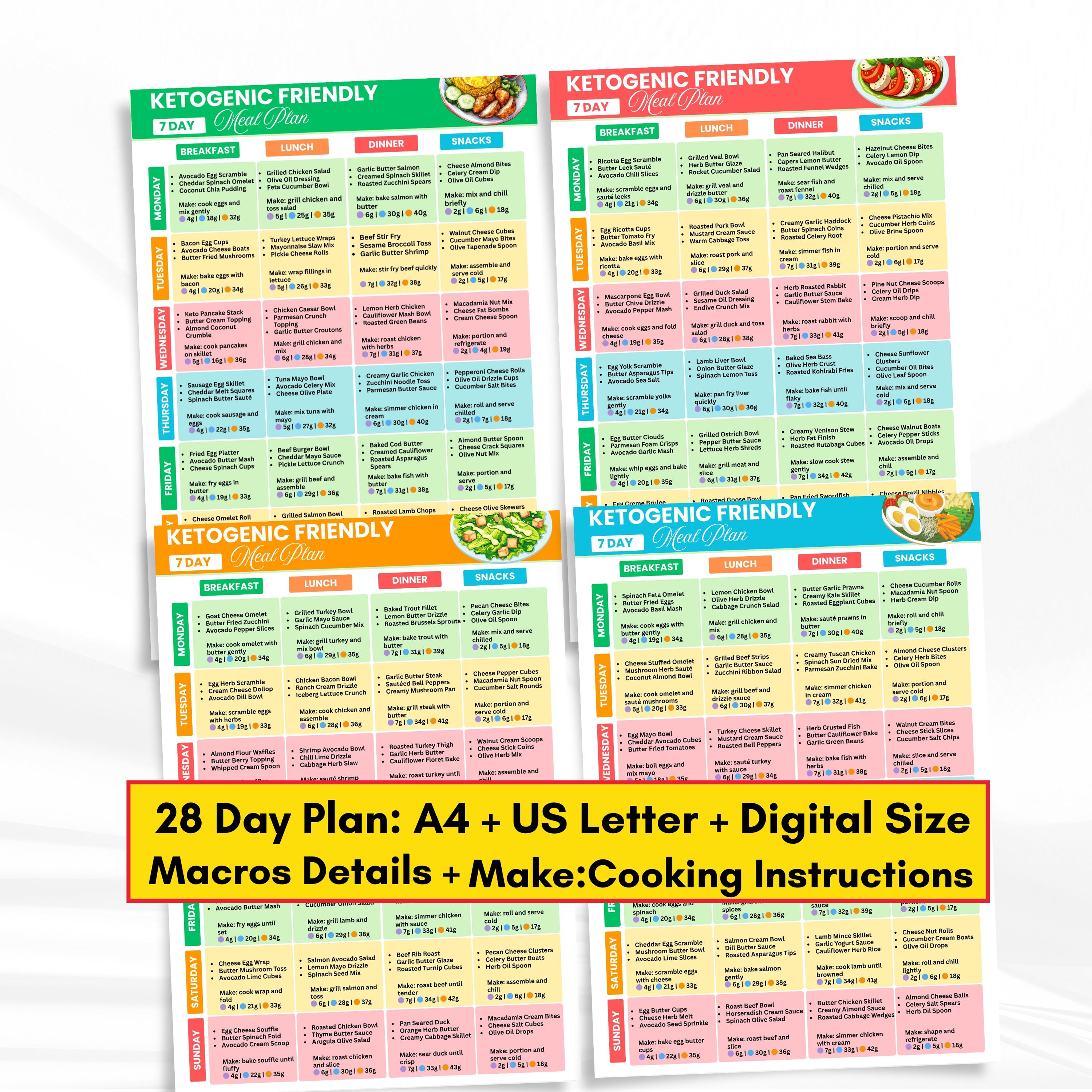 28 Day Keto Meal Plan Printable PDF | Keto Diet Plan for Weight Loss