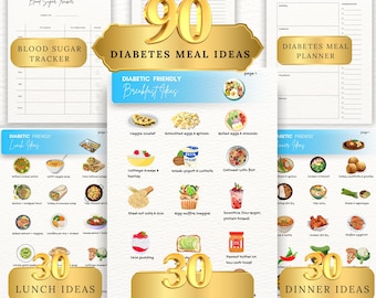 90+ Diabetes Meals,  Diabetes Meal Plan, Sugar Free Diet, Grocery List (Digital Download)
