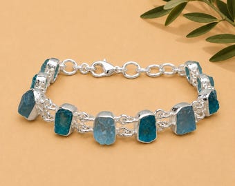 Pulsera de aguamarina de diseño, hermosa pulsera de piedra natural, pulsera hecha a mano, pulsera de plata 925, pulsera de 11 piedras, joyería de aguamarina