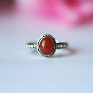 925 Sterling Carnelian Ring, Handmade Ring, Oval Stone Ring, Natural Gemstone, Designer Ring, Anniversary Gift, Silver Band Ring, Women Ring