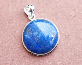 Premium Lapis Lazuli Pendant, Big Round Stone Pendant, 925 Silver Pendant, Handmade Pendant, Designer Pendant, Birthday Gift For Love