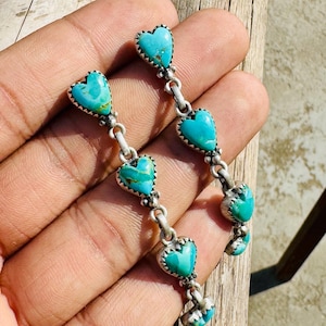 Native American Turquoise Earring, 925 Sterling Silver Earring, Handmade Heart Jewelry***