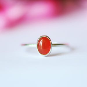 Exclusive Carnelian Ring, 925 Silver Ring, Boho Ring, Oval Stone Ring, Natural Gemstone, Designer Ring, Handmade Ring, Orange Carnelian Ring