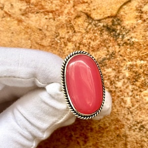Natural Pink Opal Ring, Statement Ring, Women Ring, Beautiful Ring, Handmade Ring, 925 Sterling Silver Ring, Oval Stone Ring, Boho Ring