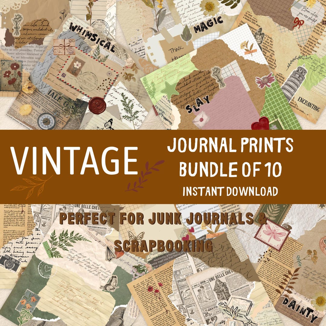 Vintage Scrapbook Paper 12x12 Vintage Printable, Junk Journal Pages ...
