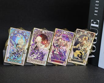 Honkai Star Rail Metal Bookmark - DanHeng Cerydra Evernight Helektra, Enamel Character Collectible for Books Anime Gift, Gold Border Design