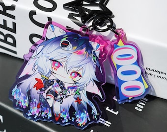 Path to Nowhere 000-sleutelhanger van acryl – holografische anime-personagebedel, met stersluiting, perfect voor tas, rugzak, sleutelhanger, cadeau voor fans