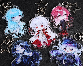 Path to Nowhere acryl sleutelhangerset - Shalom Coquelic Shin 000 LL, anime-bedel in chibi-stijl met sterring voor tassleutels cadeau