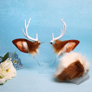 Faux Fur Moose Ear and Tail Set: Christmas Cosplay Costume Accessory