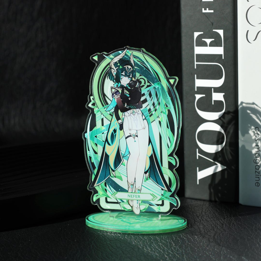 Genshin Impact Nefer Acrylic Standee, Green Elegant Figure With Black ...