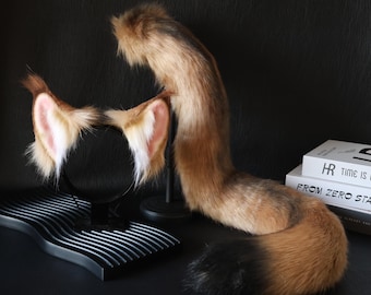 Faux Fur Forest Cat Ears and Tail Set, Cosplay Costume Accessory