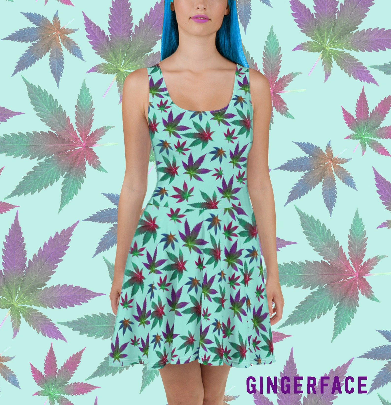 Cannabis skater dress ganja leaf weed dress marijuana Etsy