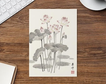 Lotus 6 - Tarjeta de felicitación inspirada en el budismo zen japonés