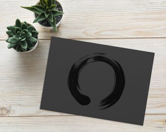 Enso Grey - Zen Buddhist Inspired Greetings Card - Japanese Calligraphy Circle