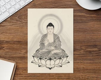 Amida (Amitabha) hälsningskort - Buddhor & Bodhisattvas-serien - Zenbuddhistisk Buddha av oändligt ljus och liv