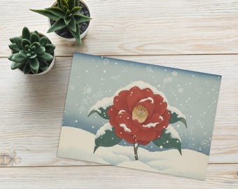 Flor de camelia en la nieve - Escenas invernales japonesas 3