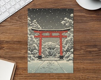 Puerta Torii nevada - Escenas invernales japonesas 9 - Tarjeta de felicitación navideña