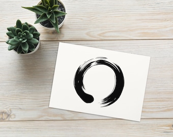 Enso Cream - Zen Buddhist Inspired Greetings Card - Japanese Calligraphy Circle