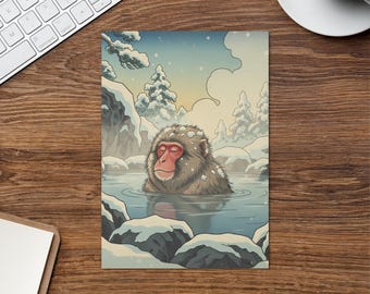 Mono de nieve - Escenas invernales japonesas 13 - Tarjeta de felicitación navideña