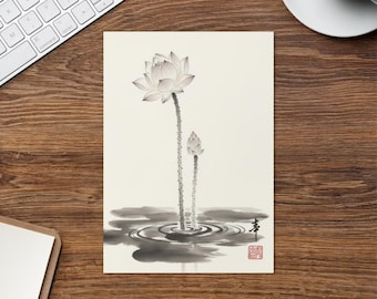 Lotus 5 - Tarjeta de felicitación inspirada en el budismo zen japonés