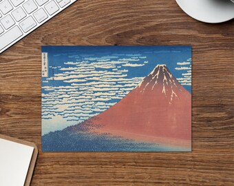 Tarjeta de felicitación Fuji Rojo - Viento del Sur, Amanecer Claro (c.1830) de Katsushika Hokusai - Serie Artistas Famosos