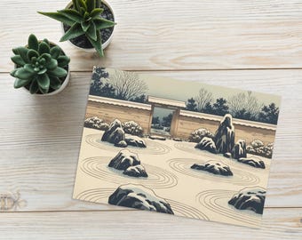 Jardín de piedras nevado - Escenas invernales japonesas 4