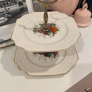 CROWN DEVON クラウンデボン　プレート　ストックホルム 英国から届いたクリーム色のアンティーク陶磁器、クラウンデボン