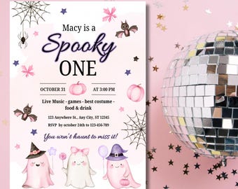 Spooky One Birthday Invitation | Halloween Ghost 1st Birthday Party Invite | Cute Ghost 1st Birthday | Editable Invitation | Digital