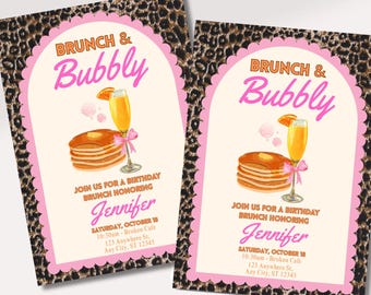 Invito di compleanno per brunch e spumante / Invito per brunch tra donne / Invito per festa di addio al nubilato / Download digitale