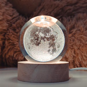 Crystal Moon Ball Lamp Decorative Night Light for Home Decor Aesthetic Bedside Lamp Cozy Ambient Lighting Unique Gift Idea