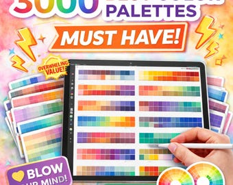 3000 Procreate Color Palettes | Ultimate Swatches + 2 Color Wheels (Digital Download)