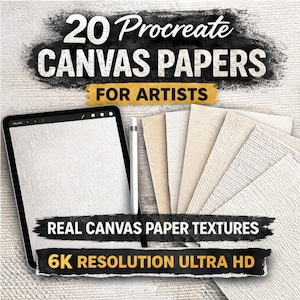 Procreate Canvas Paper Textures | 6K Ultra HD (20 Pack)