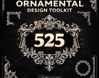 525 Vintage Ornamental Procreate Brushes, Frames, Borders, Wedding Logo Design Toolkit (Digital Product)