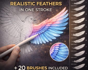 Procreate Feather Brushes, Realistic Fluff Texture Wings (Digital Download)